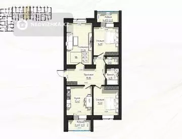 3-комнатная квартира, этаж 2 из 9, 95 м²