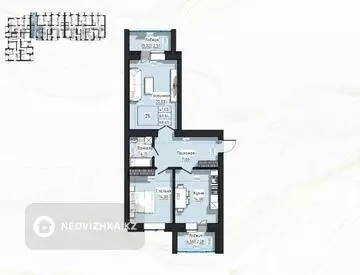 3-комнатная квартира, этаж 2 из 9, 69 м²