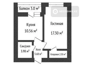 1-комнатная квартира, этаж 10 из 10, 40 м²