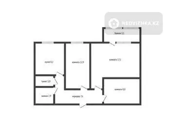 3-комнатная квартира, этаж 6 из 6, 60 м²