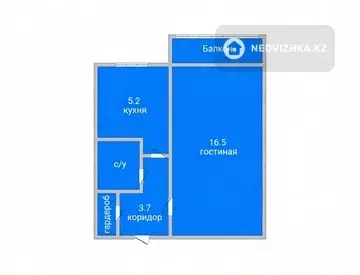 1-комнатная квартира, этаж 5 из 5, 30 м²