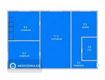 3-комнатная квартира, этаж 2 из 5, 48 м²