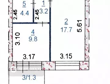 1-комнатная квартира, этаж 3 из 5, 36 м²