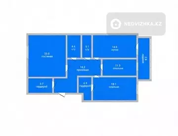 3-комнатная квартира, этаж 2 из 7, 108 м²