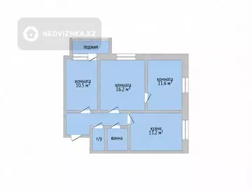 3-комнатная квартира, этаж 4 из 5, 65 м²