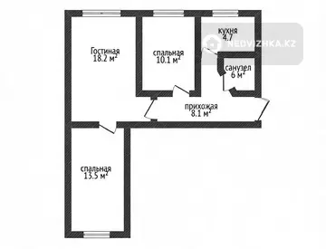 3-комнатная квартира, этаж 2 из 5, 58 м²