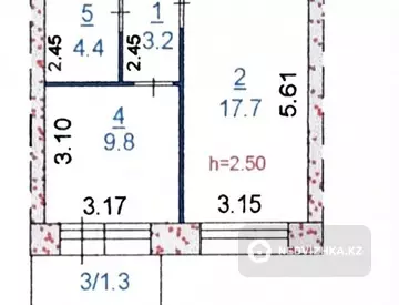 1-комнатная квартира, этаж 3 из 5, 36 м²
