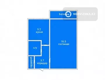 1-комнатная квартира, этаж 5 из 5, 30 м²