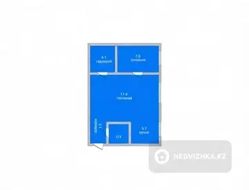 2-комнатная квартира, этаж 1 из 3, 40 м²