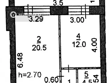 1-комнатная квартира, этаж 6 из 9, 44 м²