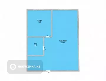 1-комнатная квартира, этаж 3 из 6, 41 м²