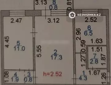 2-комнатная квартира, этаж 4 из 5, 55 м²