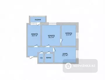 3-комнатная квартира, этаж 4 из 5, 65 м²
