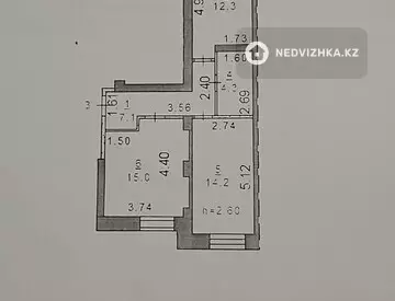 2-комнатная квартира, этаж 1 из 6, 56 м²