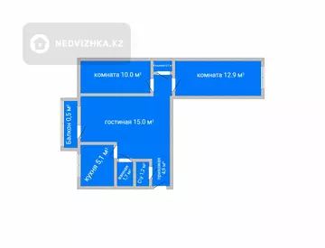 3-комнатная квартира, этаж 2 из 5, 60 м²