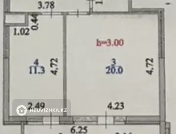 1-комнатная квартира, этаж 3 из 7, 52 м²