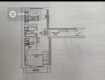 2-комнатная квартира, этаж 7 из 10, 55 м²
