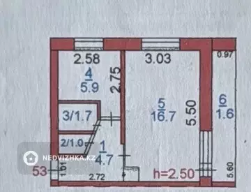 1-комнатная квартира, этаж 1 из 5, 32 м²
