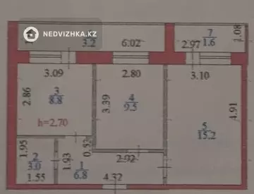 2-комнатная квартира, этаж 5 из 9, 50 м²