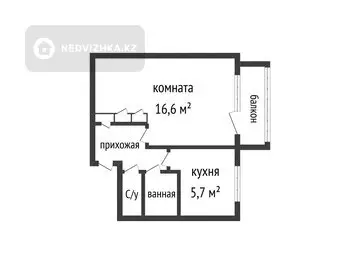1-комнатная квартира, этаж 4 из 5, 30 м²