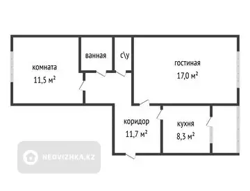 2-комнатная квартира, этаж 4 из 6, 52 м²