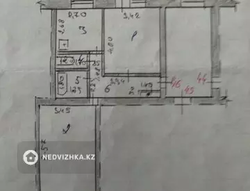 2-комнатная квартира, этаж 3 из 5, 52 м²