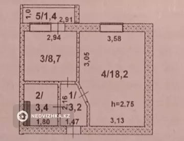 1-комнатная квартира, этаж 4 из 5, 35 м²