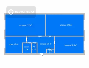 3-комнатная квартира, этаж 1 из 5, 63 м²