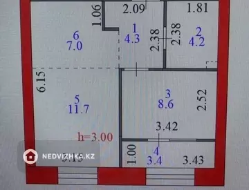 2-комнатная квартира, этаж 2 из 7, 39 м²