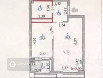1-комнатная квартира, этаж 6 из 9, 42 м²