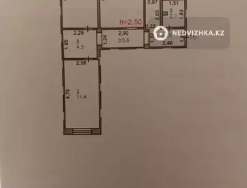3-комнатная квартира, этаж 4 из 4, 58 м²