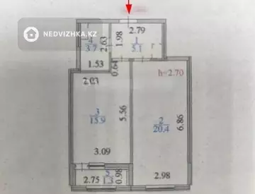 1-комнатная квартира, этаж 9 из 12, 46 м²