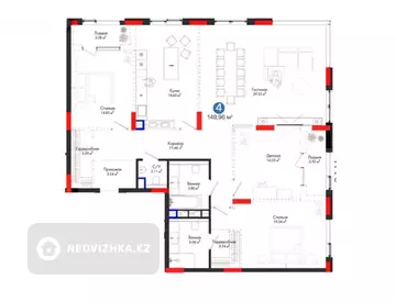 4-комнатная квартира, этаж 5 из 8, 150 м²