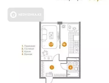 1-комнатная квартира, этаж 4 из 9, 35 м²