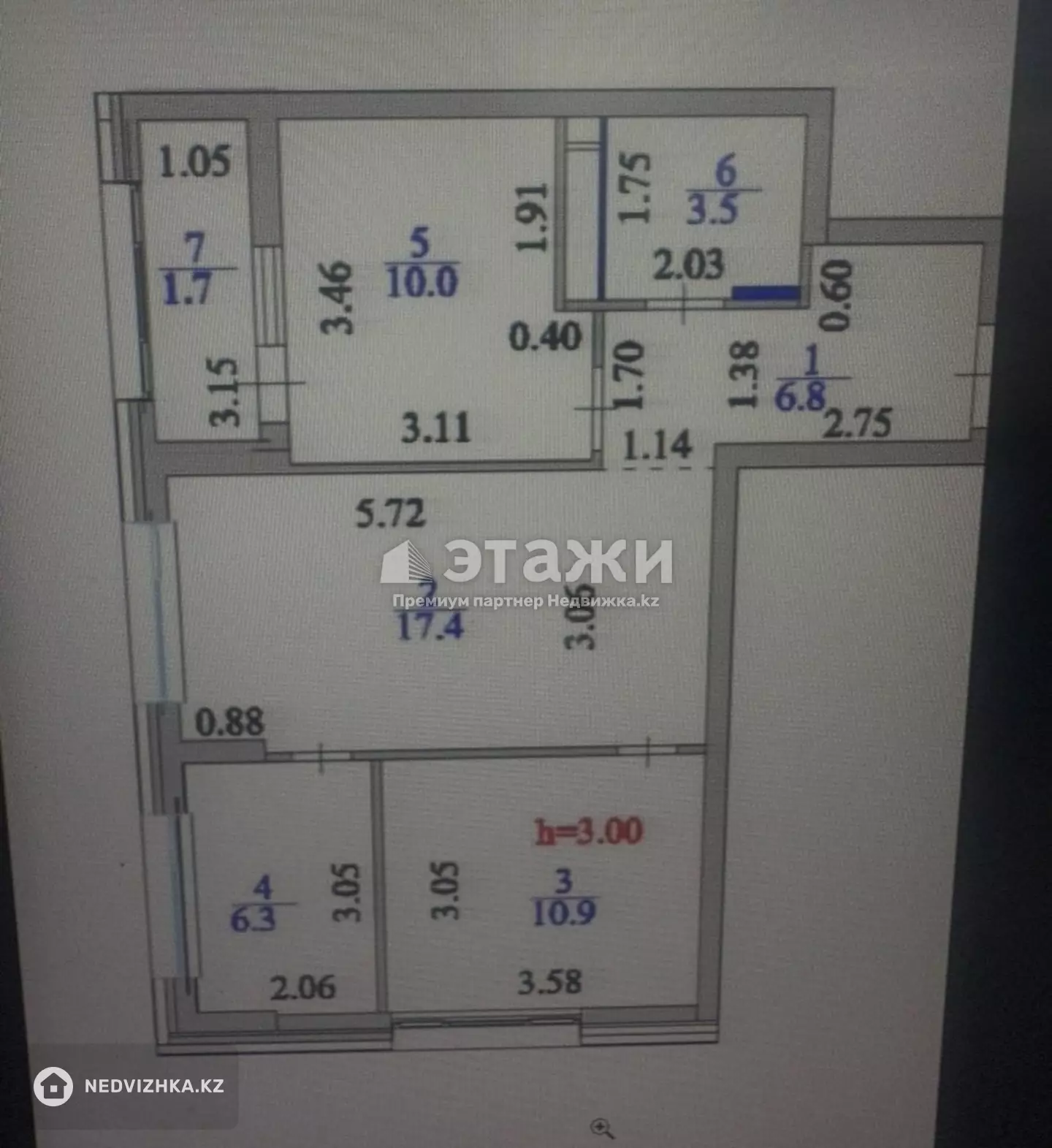 58 м², 2-комнатная квартира, этаж 10 из 12, 58 м², изображение - 1