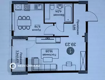 2-комнатная квартира, этаж 8 из 16, 40 м²