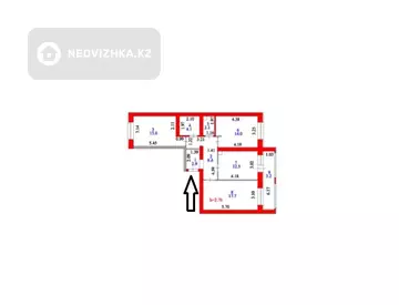 3-комнатная квартира, этаж 6 из 9, 80 м²