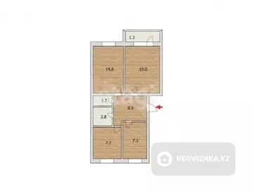 3-комнатная квартира, этаж 9 из 16, 83 м²