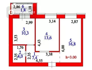 2-комнатная квартира, этаж 11 из 12, 54 м²