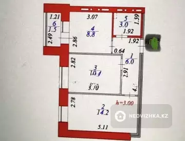 2-комнатная квартира, этаж 2 из 5, 44 м²