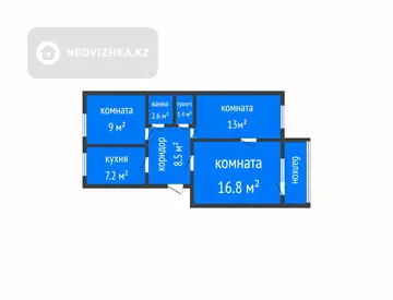 3-комнатная квартира, этаж 5 из 5, 60 м²