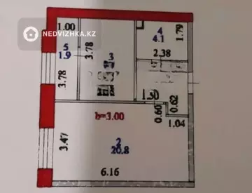 1-комнатная квартира, этаж 3 из 12, 41 м²