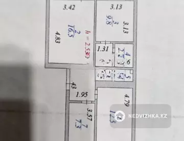 3-комнатная квартира, этаж 5 из 5, 60 м²