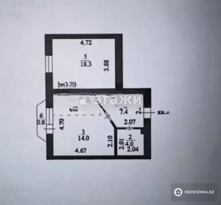 54 м², 2-комнатная квартира, этаж 4 из 9, 54 м², изображение - 1