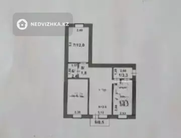 2-комнатная квартира, этаж 1 из 7, 73 м²