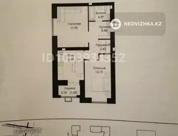 2-комнатная квартира, этаж 6 из 9, 60 м²