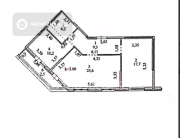 2-комнатная квартира, этаж 17 из 17, 69 м²