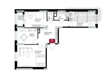 3-комнатная квартира, этаж 5 из 18, 85 м²