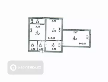 2-комнатная квартира, этаж 2 из 17, 60 м²