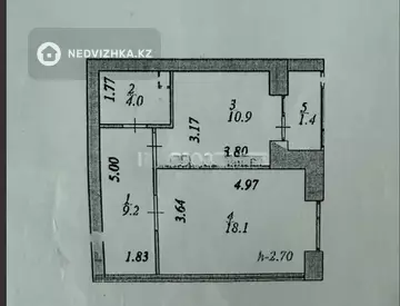 1-комнатная квартира, этаж 1 из 5, 44 м²